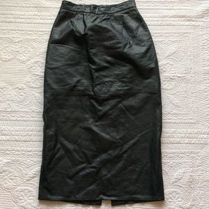 Vintage Leather Midi Pencil Skirt