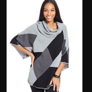 Style & Co Black & Gray Poncho