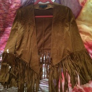 Brown suede fringe jacket