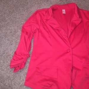 One button red blazer