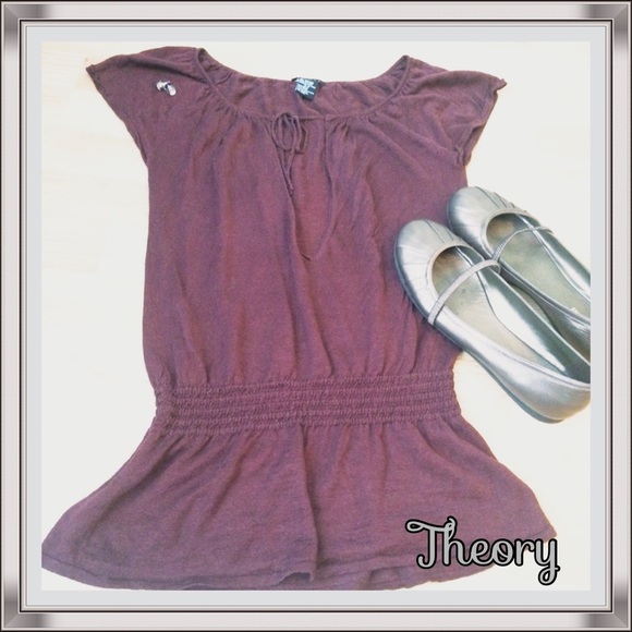 Theory linen/silk peplum top