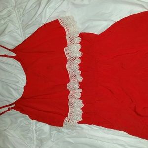 Socialite red romper with pockets