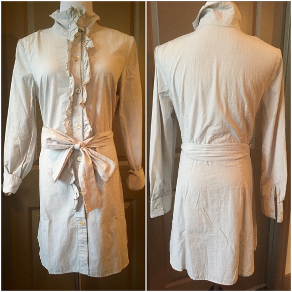 ANTHROPOLOGIE Blue Bird Shirting Shirt Label dress