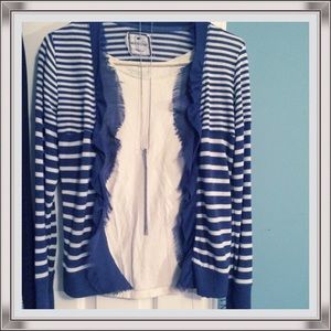🎈 BOGO! 🎈 Blue and white striped cardigan