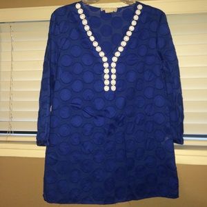 Michael Kors Royal Blue Cotton Polka Dot Top