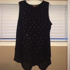 Black Tank Top with Rhinestones