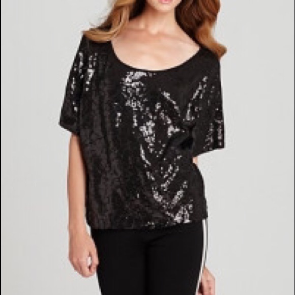 C&C California Black Sequin T, Brand New With Tags