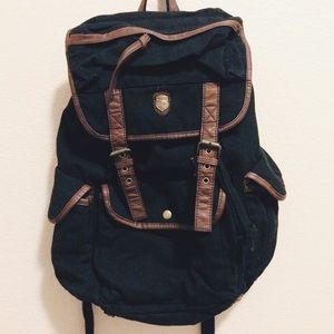 Black urban canvas backpack