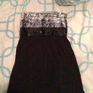 Black sequin strapless top