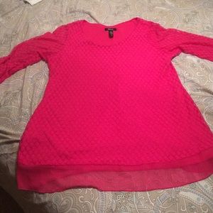 Pink Polka Dot Lace Overlay Blouse