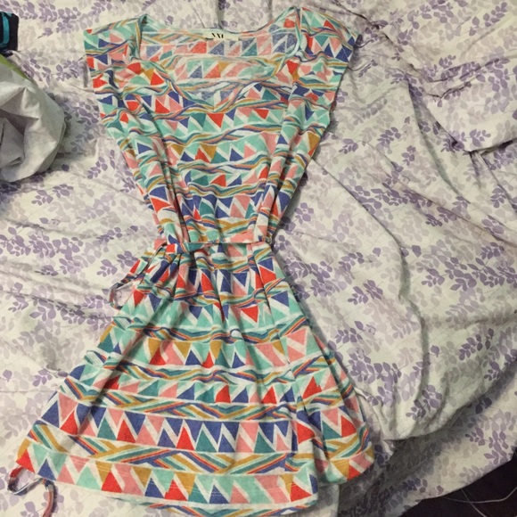 F21 Aztec print waist tie blouse