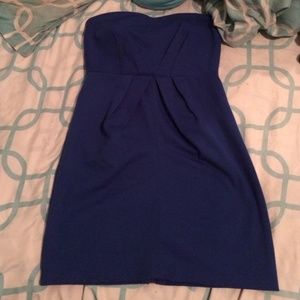Blue strapless bodycon dress