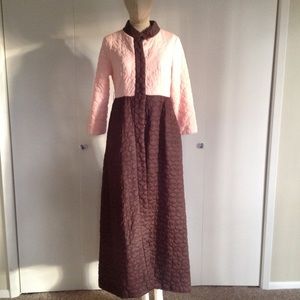 VINTAGE Quilted Sears House Coat Brown and Pink