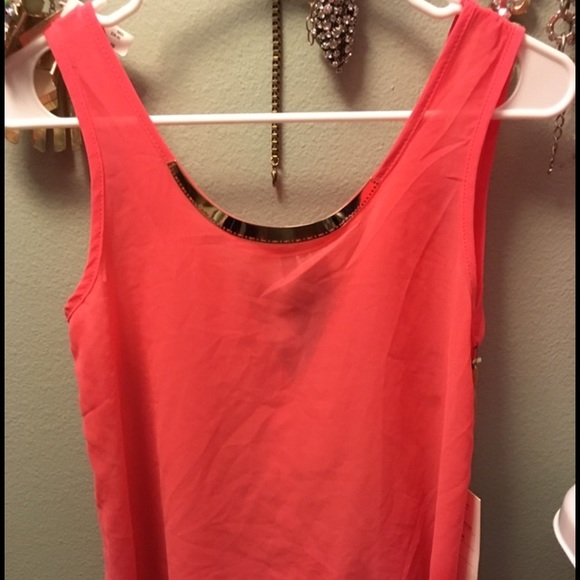 New Coral Blouse with gold accent
