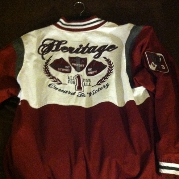 Burgundy letterman jacket