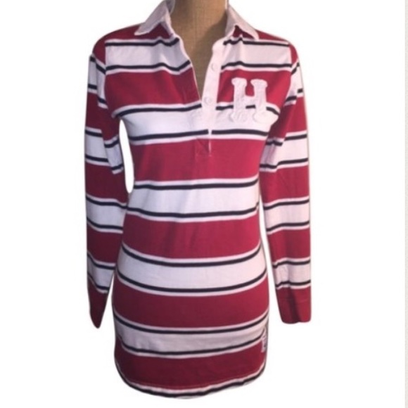 Long sleeve Harvard Striped red Polo Tunic - Picture 3 of 4