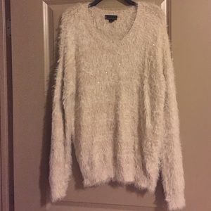Beige Furry Sparkly Sweater