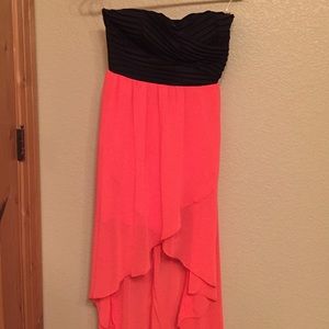 High-low Strapless Coral Dress