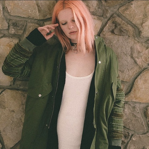 UNIF Jackets & Blazers - 💀HP UNIF Strips Oversized Military Bomber Jacket