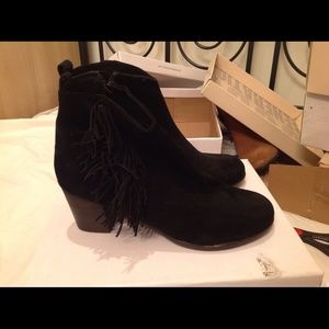 Fringe booties sz.10 leather/suede