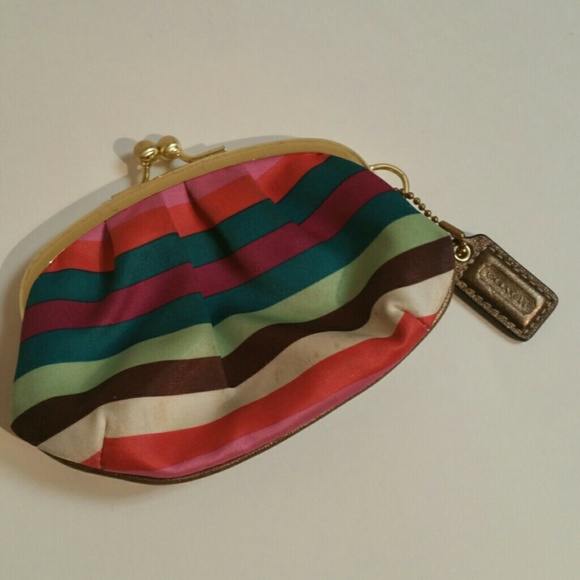 Authentic Coach striped coin purse