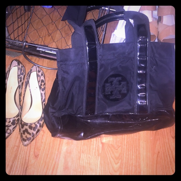 Tory Burch black travel tote