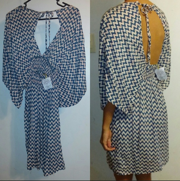 New tiare hawaii haiku short dress mini blue wave - Picture 2 of 4