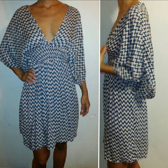 New tiare hawaii haiku short dress mini blue wave - Picture 1 of 4