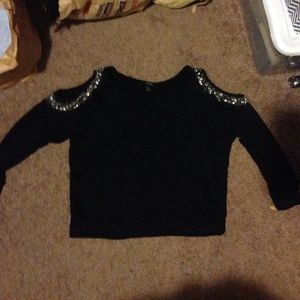 Black sweater with holes on shoulders