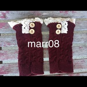 Dark red cute boot cuffs. New. Stretchy
