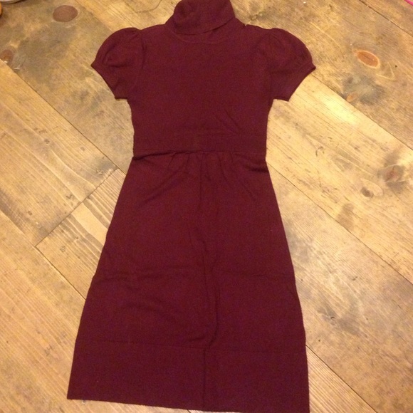 Maroon turtle neck sweater dress