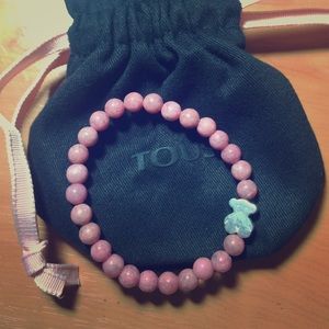 Tous pink stone/sterling silver bracelet