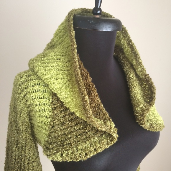 •HP!• Woodland Pixie Elf Shrug Hoodie Crop Knit - Picture 3 of 5