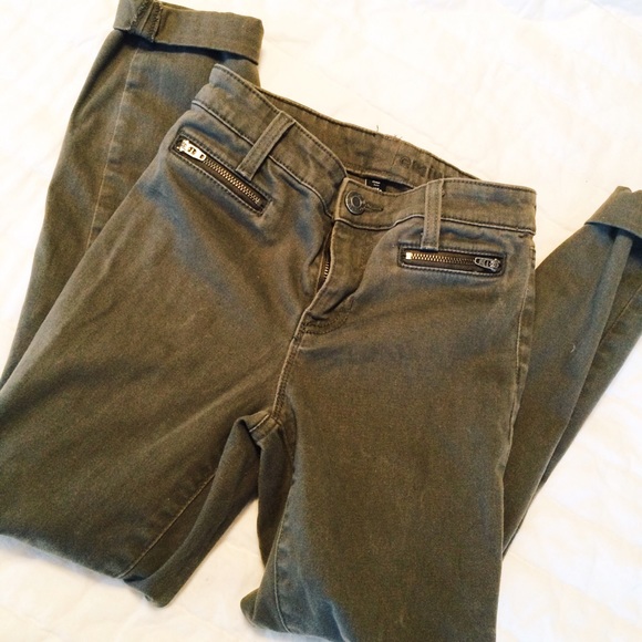 Skinny olive green cargo style pants 00 XS 24