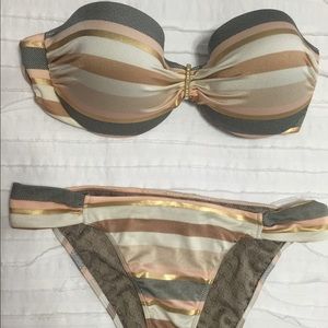 2-piece Victoria's Secret cream/gold/black bikini