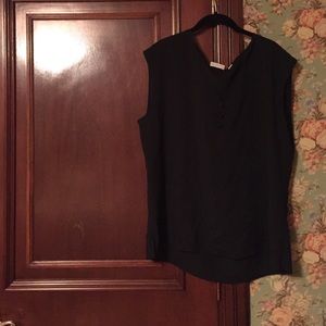 Black Sleeveless Silk New York & Co Blouse (XL)