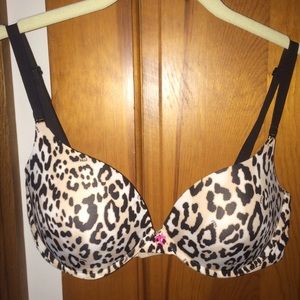 36D Leopard Print PINK! Push-up Bra