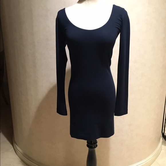 SALE Amber Valletta Monrow Navy Body Con Dress S - Picture 1 of 4
