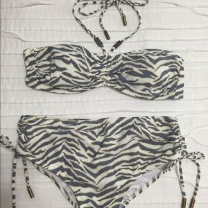 2-piece Red Carter grey/white zebra bikini, size 6