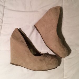 Tan suede wedges