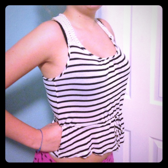Black and White Striped Crop Top