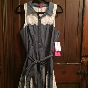 Betsey Johnson Western Style Lace and Denim Dress