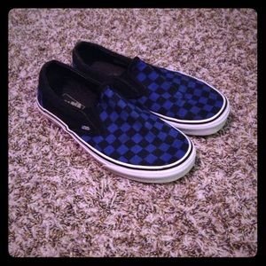 Black and blue checkered VANS
