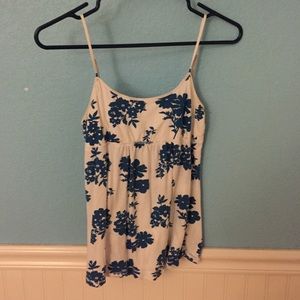 White and blue floral tank top
