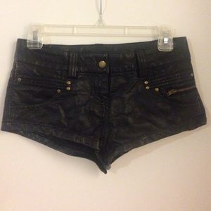 NWT Foreign Exchange Vegan Black Leather Shorts
