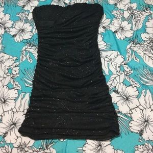 Sexy Black Sparkly Strapless Mini Dress
