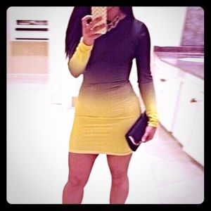 Black and yellow mini dress