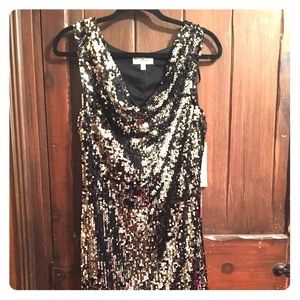 Black and Silver Sequin Party Dress