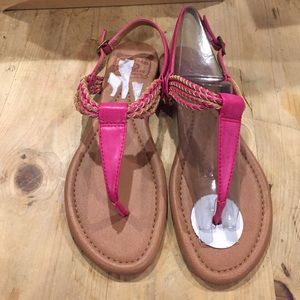 Lucky brand hot pink and tan sandals