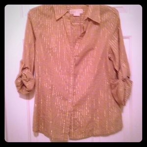 MK Button Down w/Shiny Gold Stripes